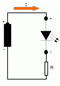 Circuito de polarización directa de un LED