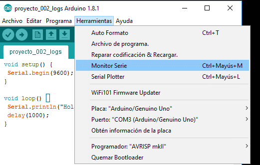 Cómo ejecutar el monitor serie